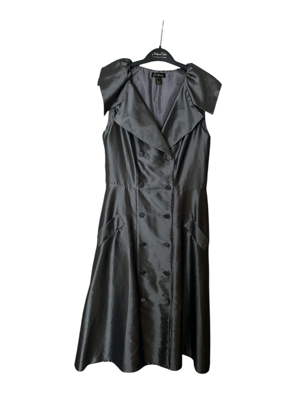 Cartise charcoal Satin Midi Trench Dress